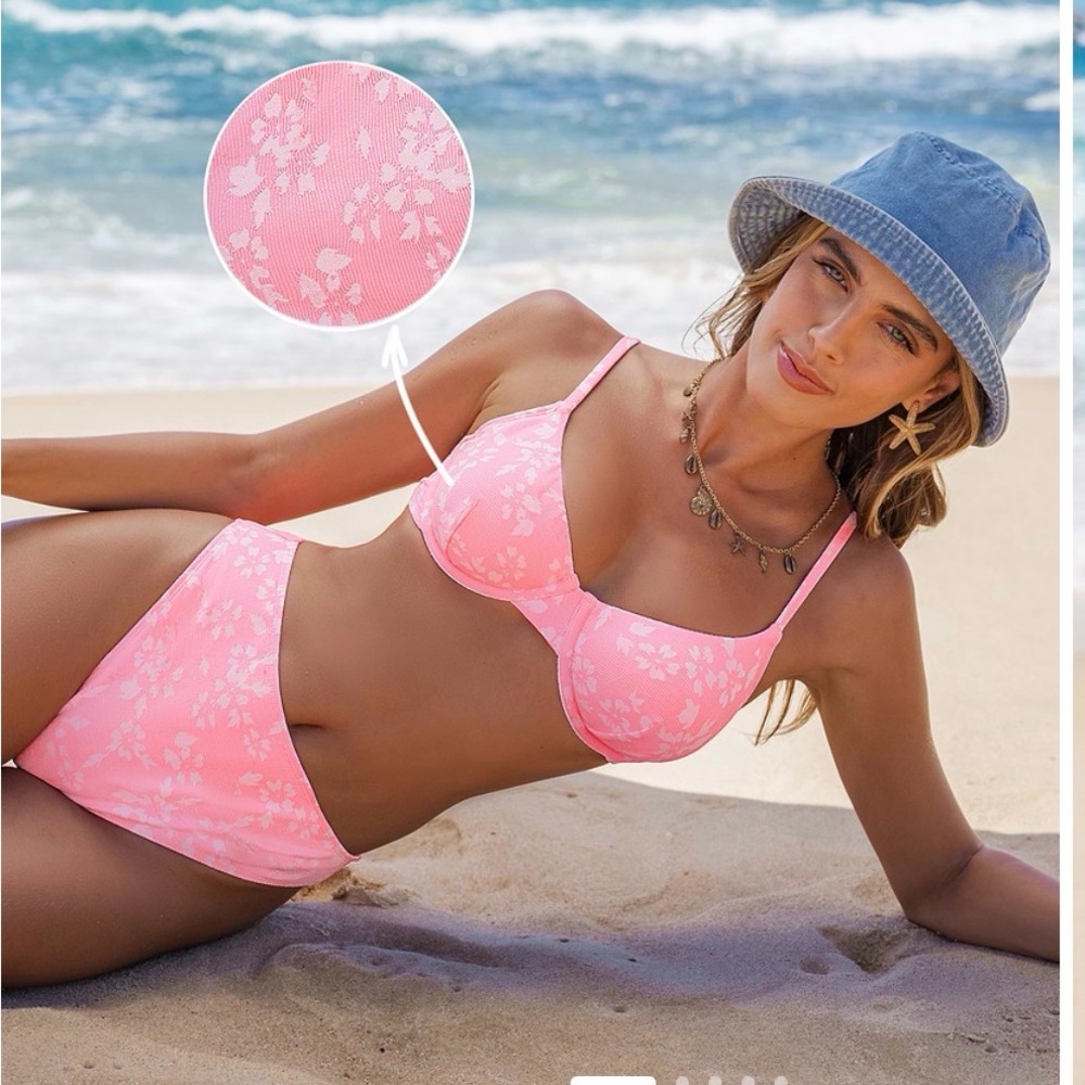 Cupshe Coral Floral Bikini Set - Picture 2 of 2
